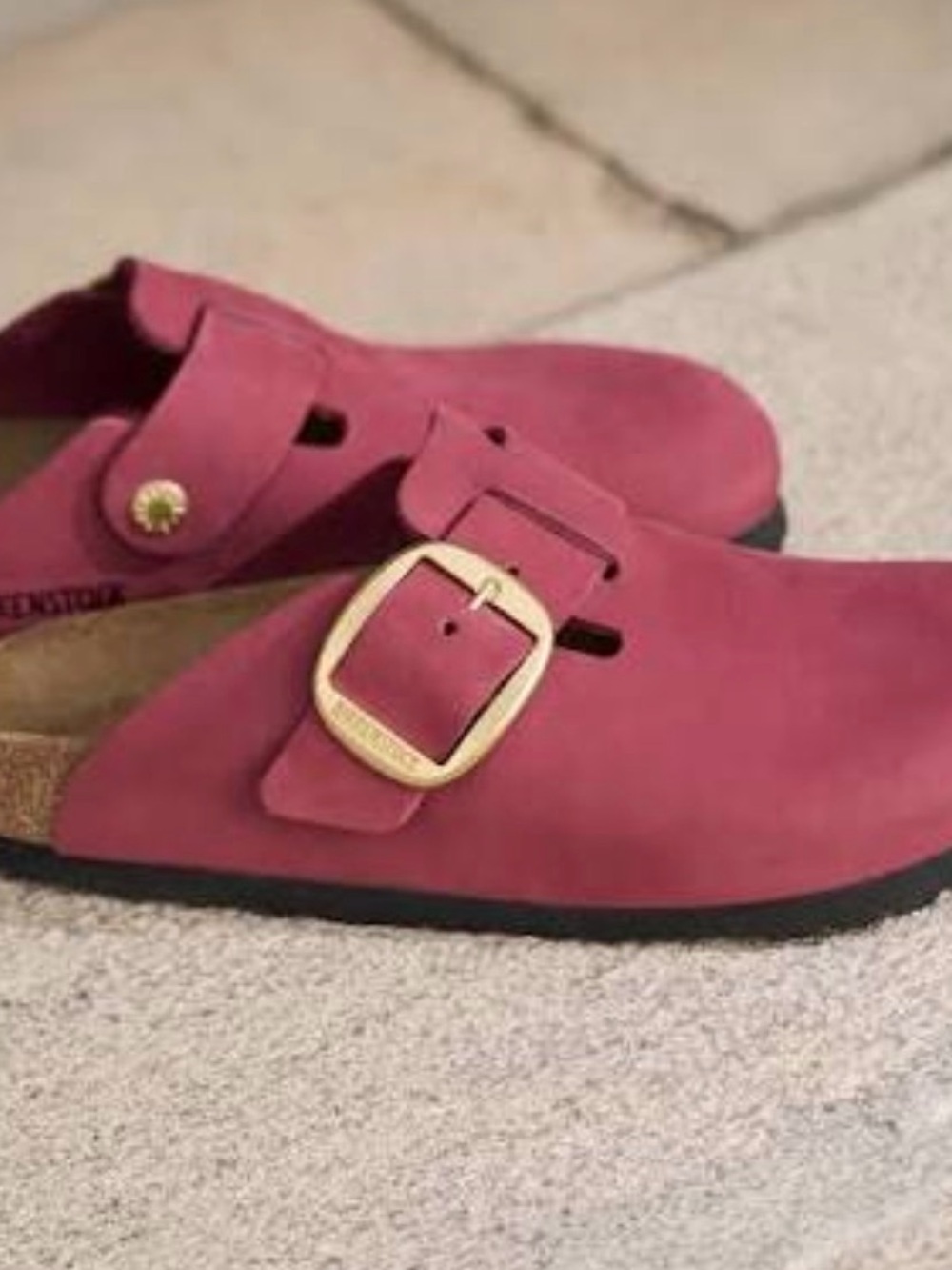 Birkenstock Berry Boston Clog with Gold Buckle